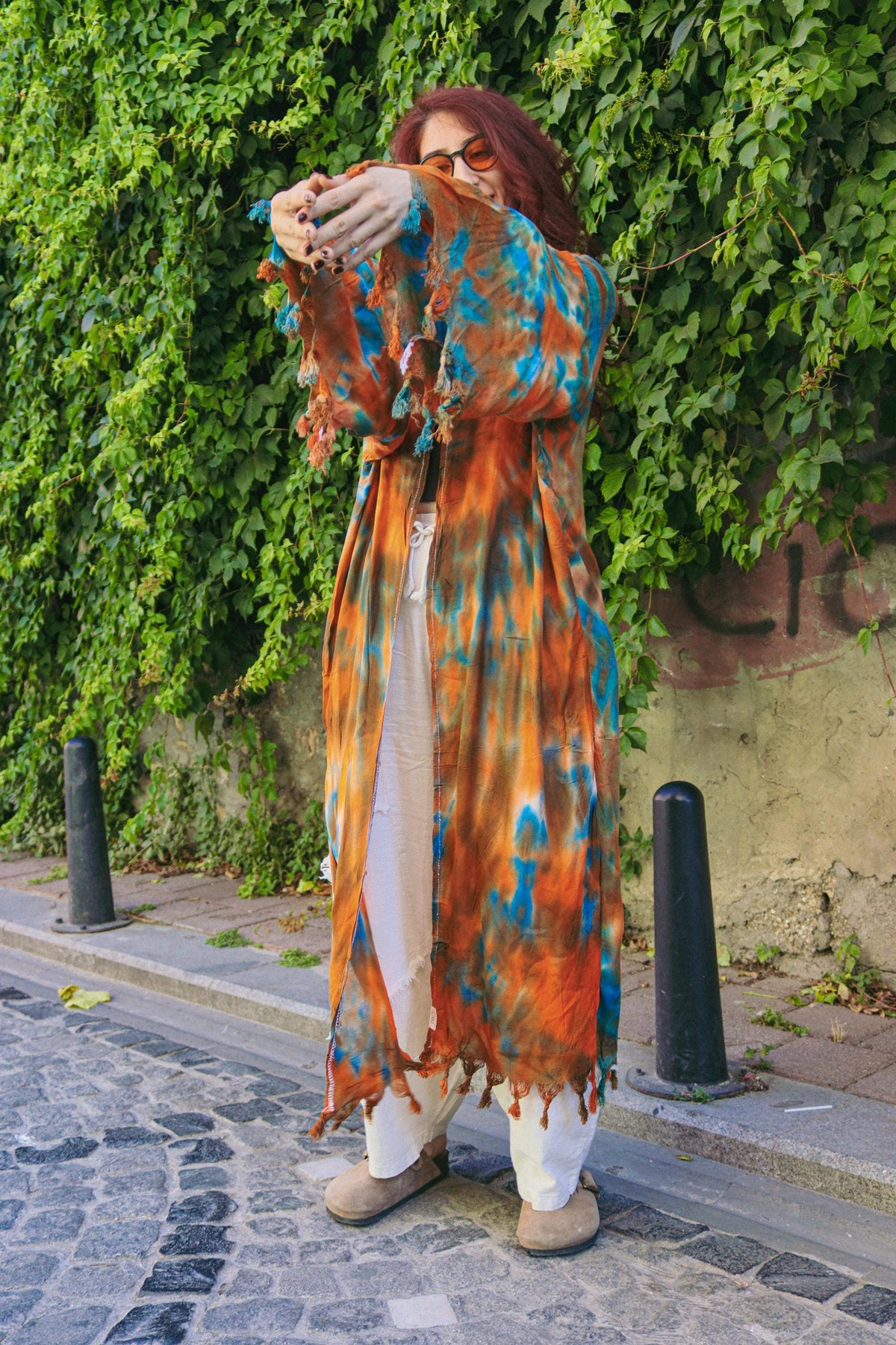 Batik Desenli Bohem Keten Pamuklu Kimono
