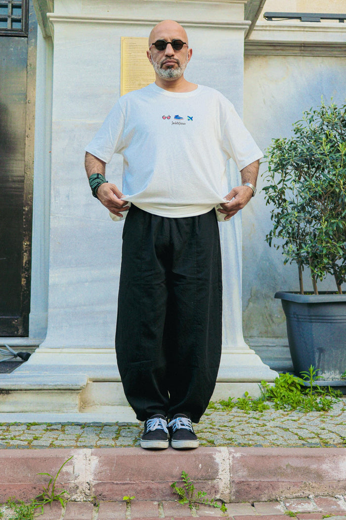 Siyah Pamuklu Balon Pantolon