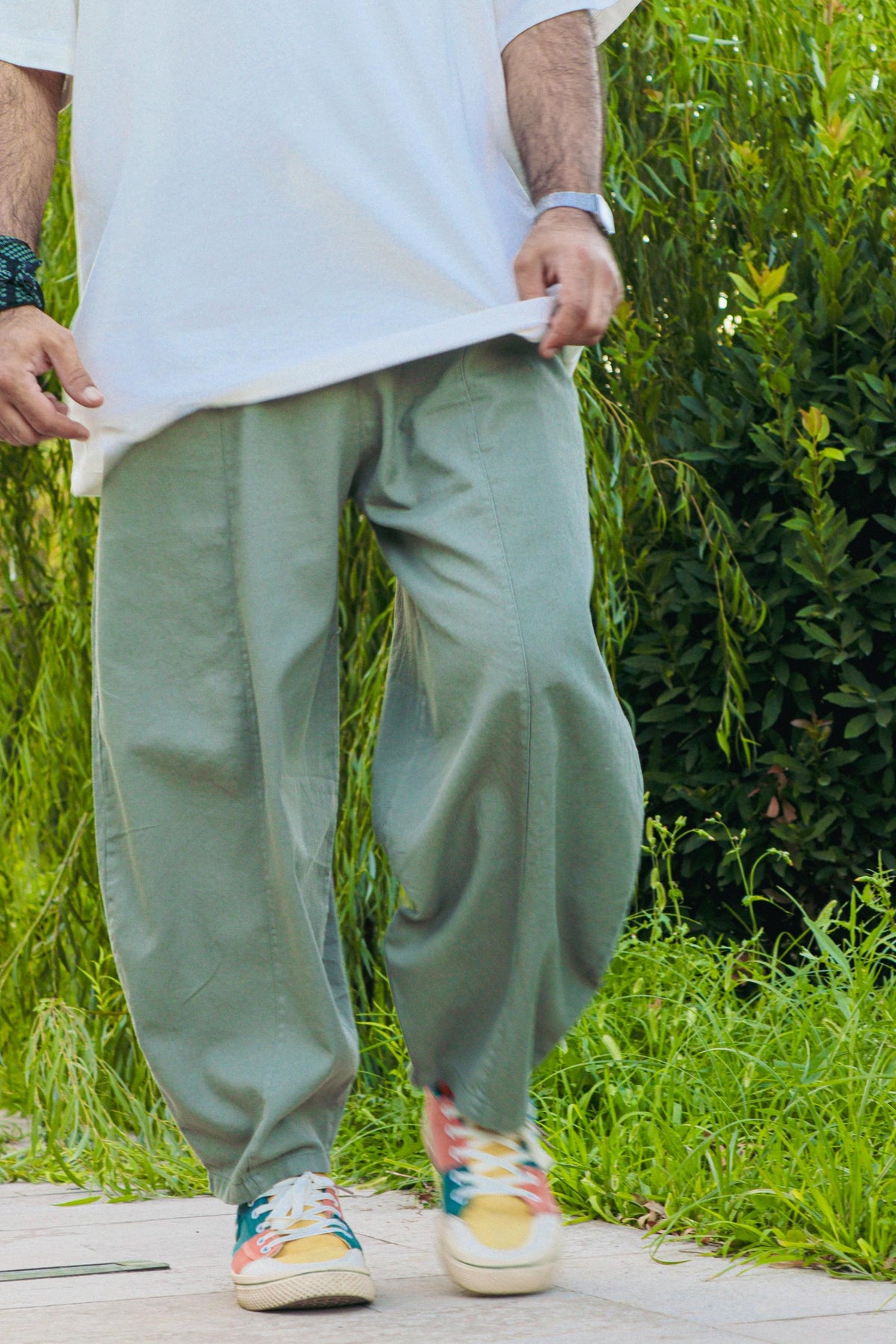 Pastel Yeşil Pamuklu Balon Pantolon