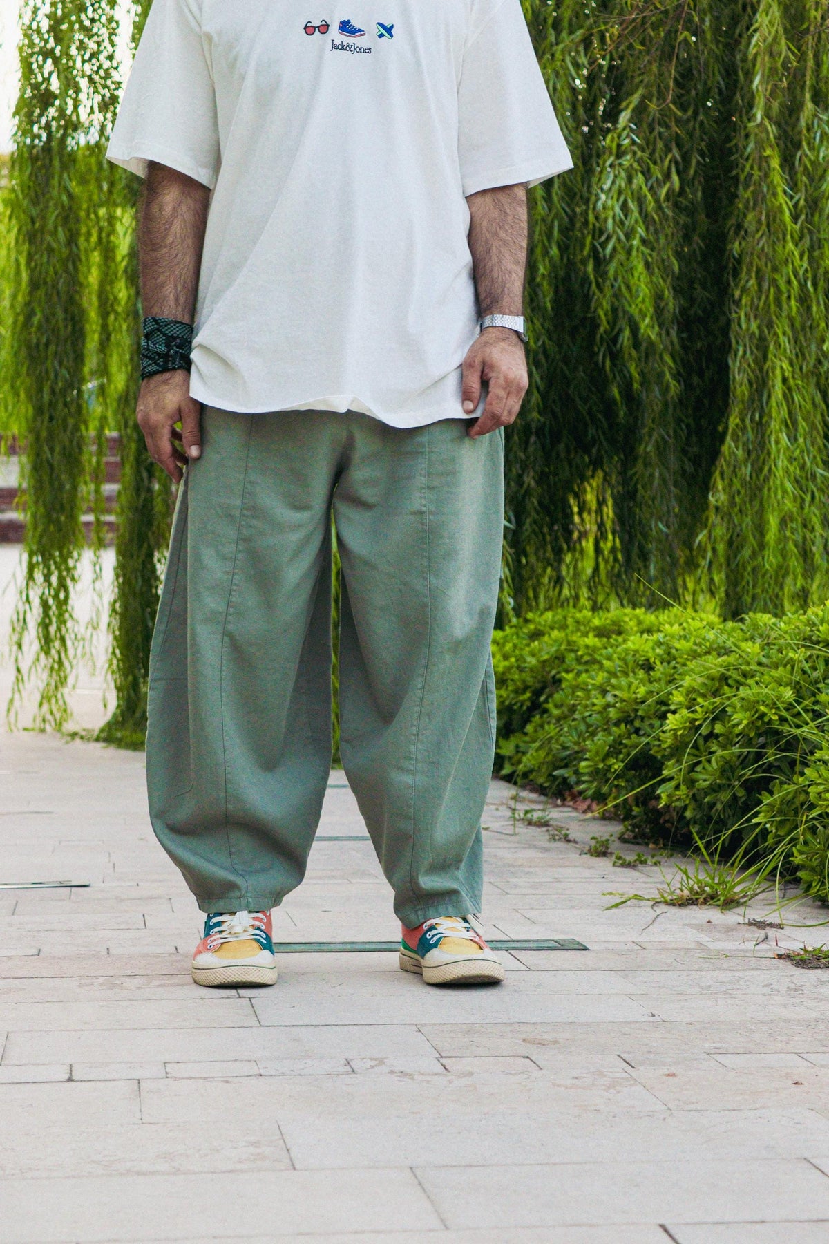 Pastel Yeşil Pamuklu Balon Pantolon