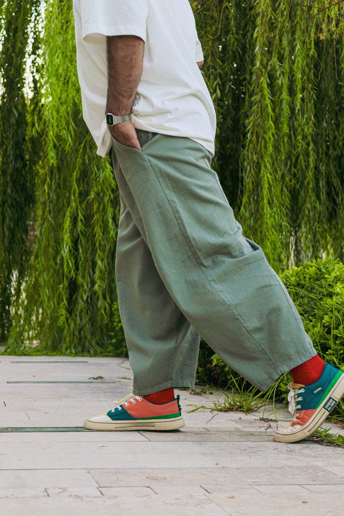 Pastel Yeşil Pamuklu Balon Pantolon
