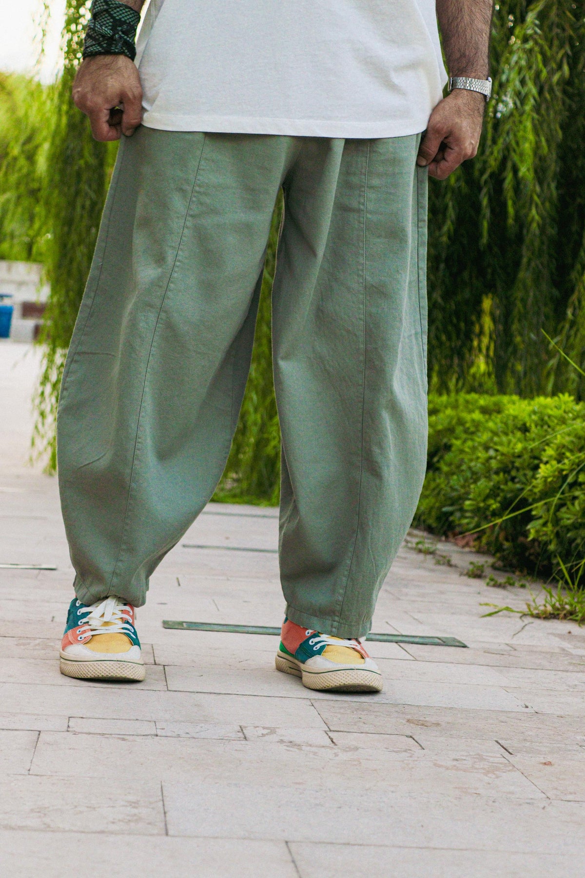 Pastel Yeşil Pamuklu Balon Pantolon