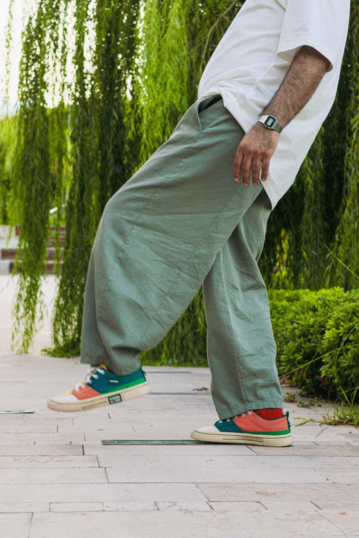 Pastel Yeşil Pamuklu Balon Pantolon