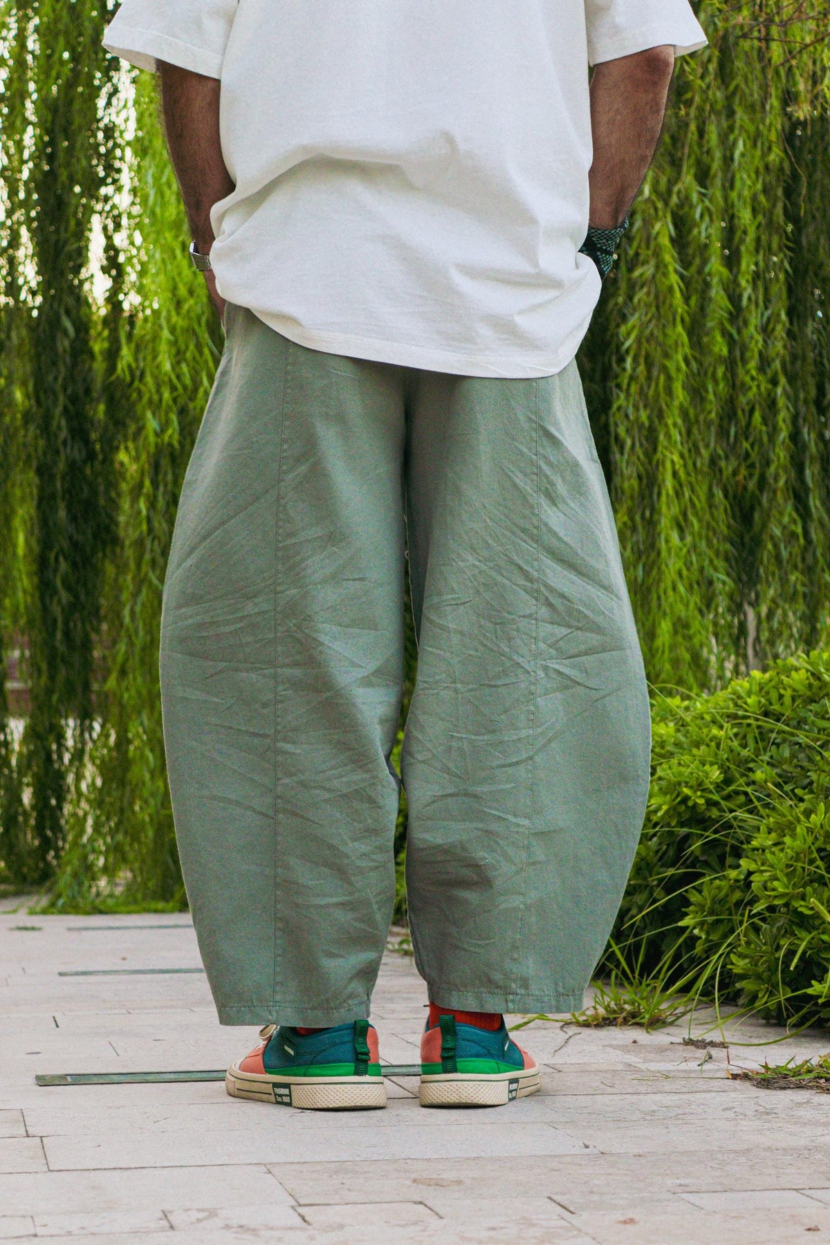 Pastel Yeşil Pamuklu Balon Pantolon