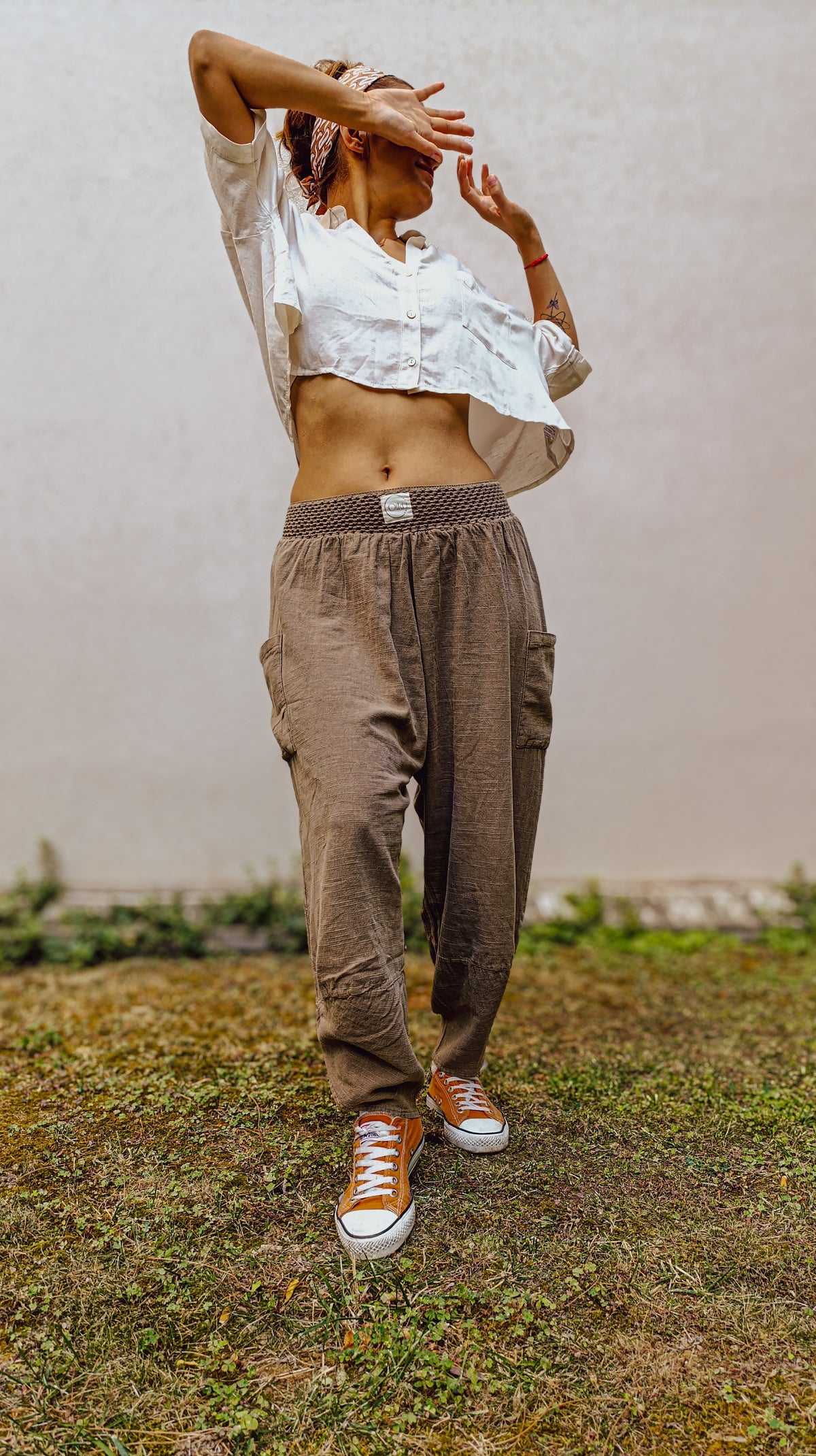 Kahverengi V Paça Baggy Pantolon