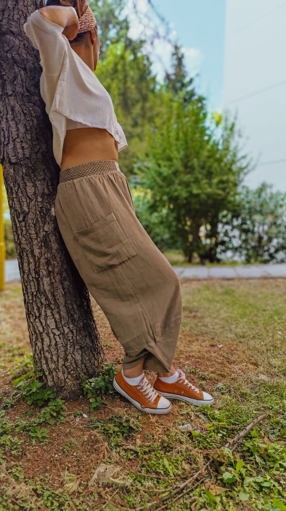 Kahverengi V Paça Baggy Pantolon