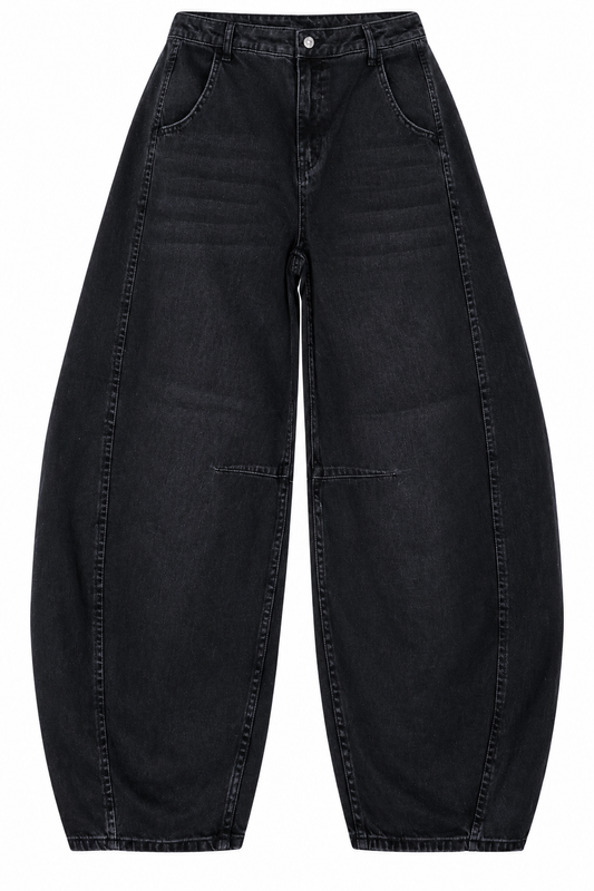 Siyah Denim Balon Baggy Pantolon