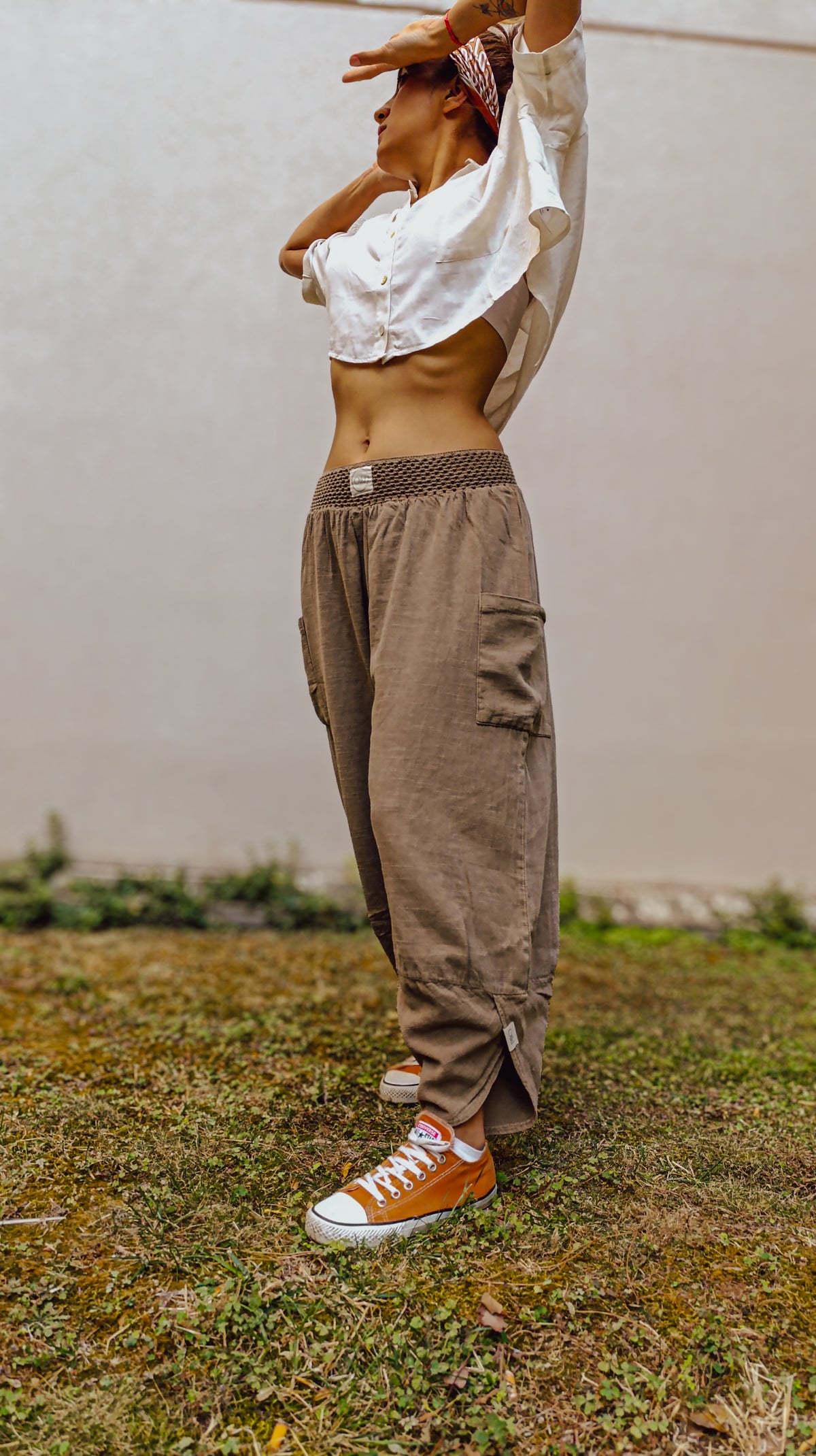 Kahverengi V Paça Baggy Pantolon