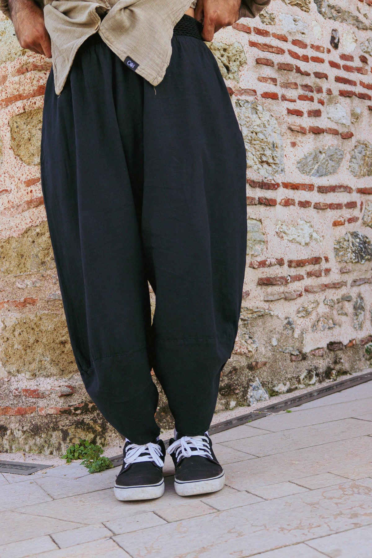 Siyah V Paça Baggy Pantolon